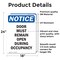 Signmission Door Must Remain Open During Occupancy, 18 in W x Rectangle, Vinyl Decal OS-2PACK-NS-D-1824-V-11506 - alternate 2
